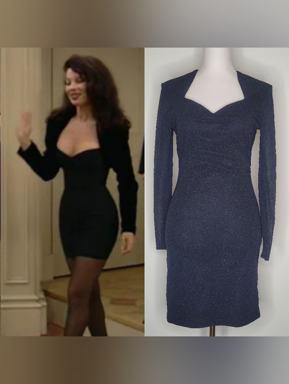 ALT ASO The Nanny Vtg 80s 90s Zum Zum Size 10 Black LBD Mini Bodycon Party Dress